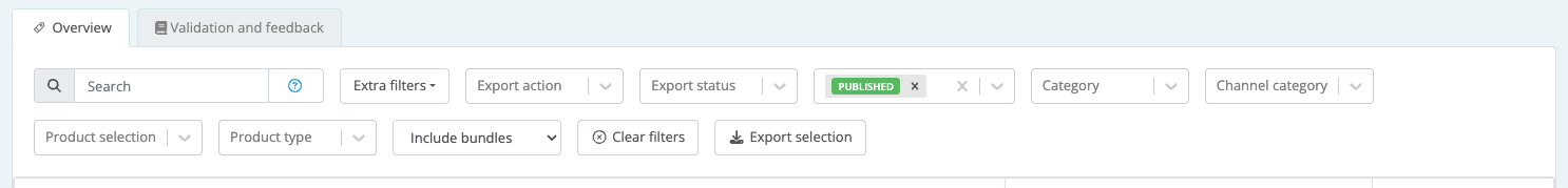Search, setting, and available filtes