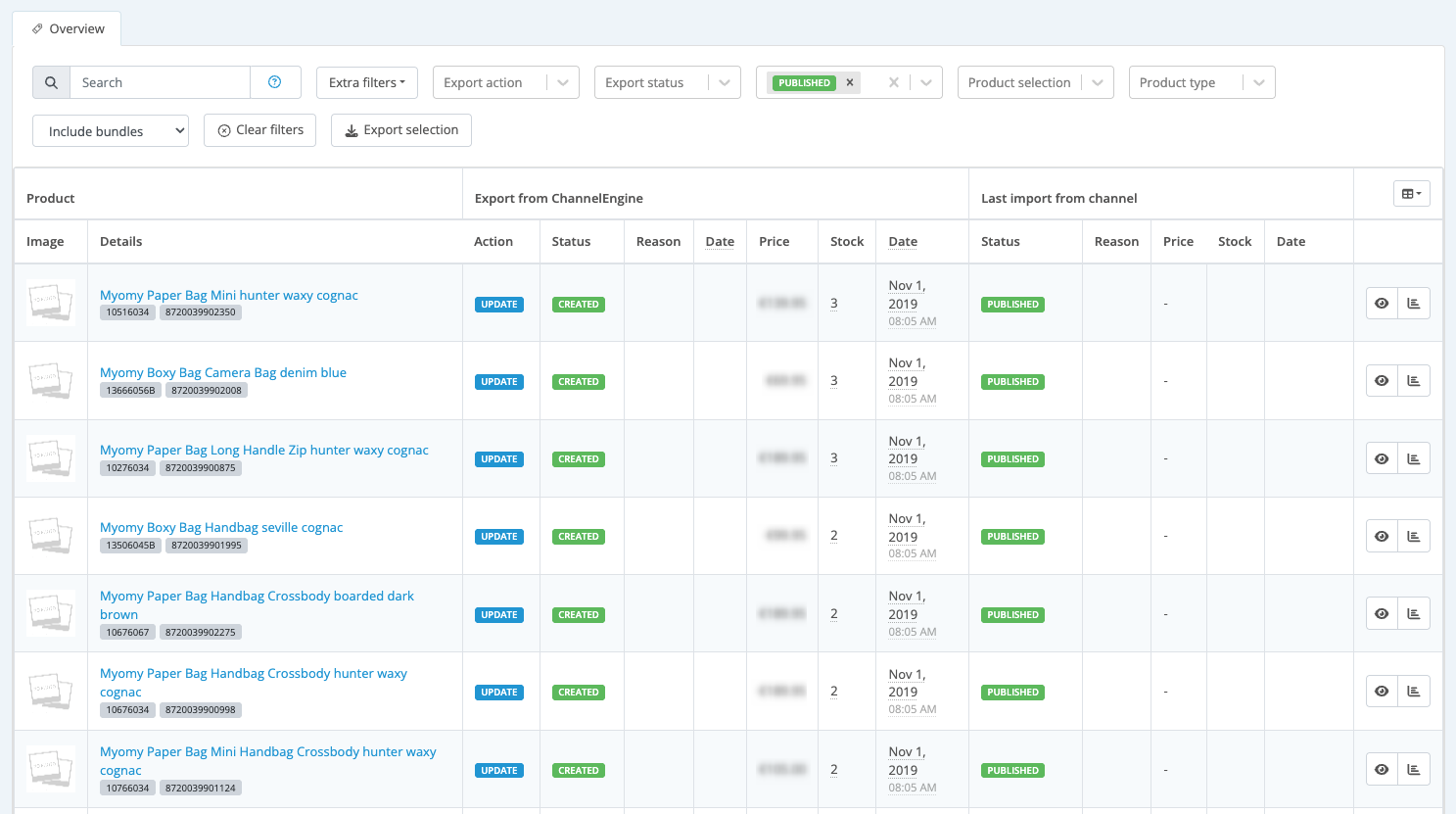 Listed products step - Overview