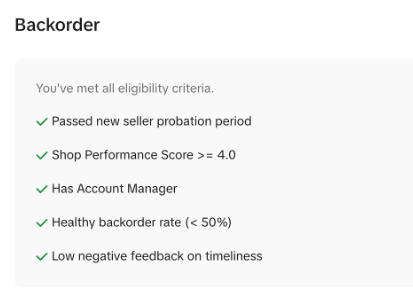 Eligibility requirements