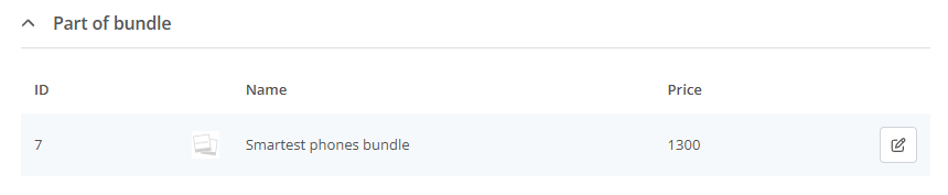 Part of bundle section of the Content widget