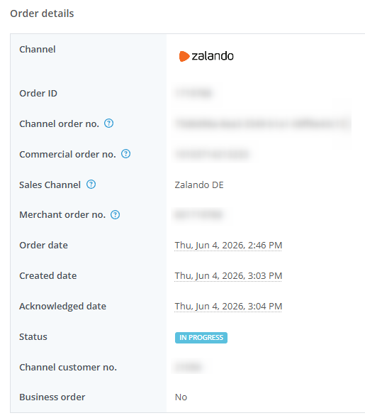 Order details page