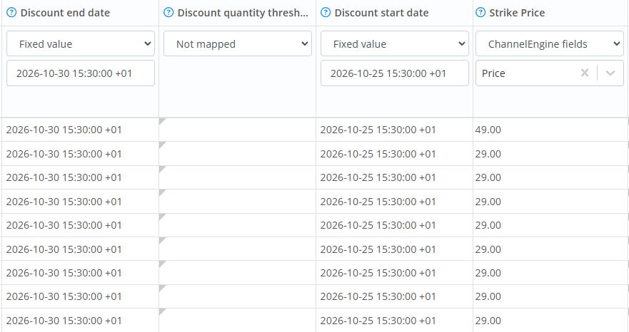 Setting up discount dates and Strike price