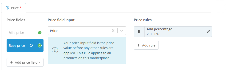 Setting up Price attribute in Price rules