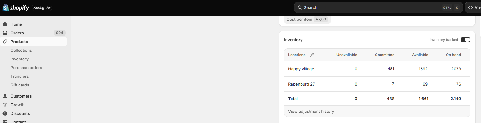 Shopify multiple warehouses