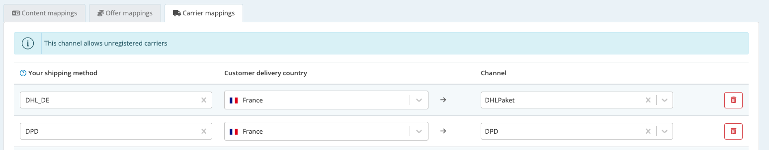 Carrier mappings