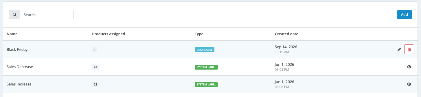 Managing labels on ChannelEngine