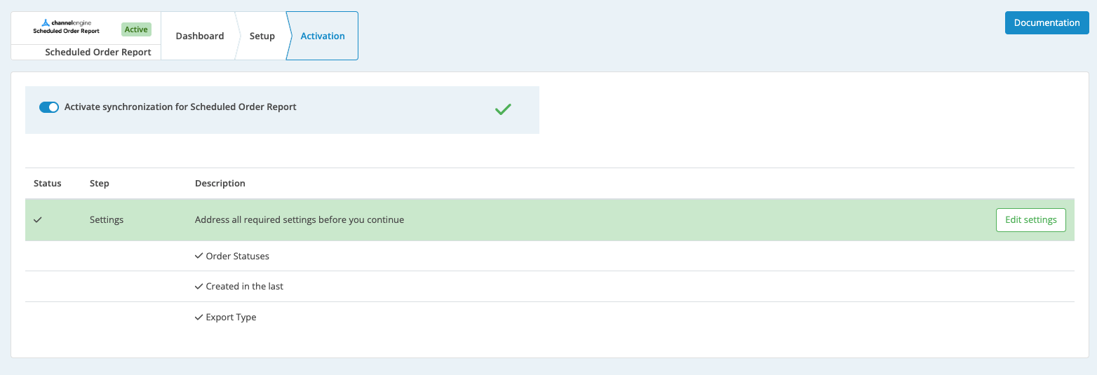 Scheduled order report