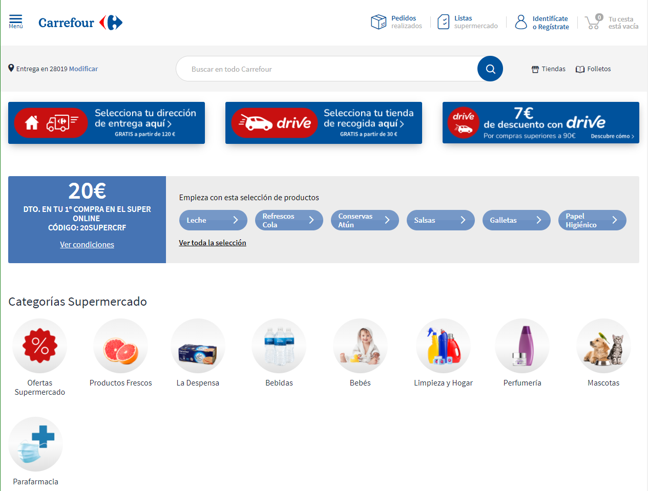 El precio y las condiciones de Carrefour Market están en el catálogo o el  sitio web que dirigen.